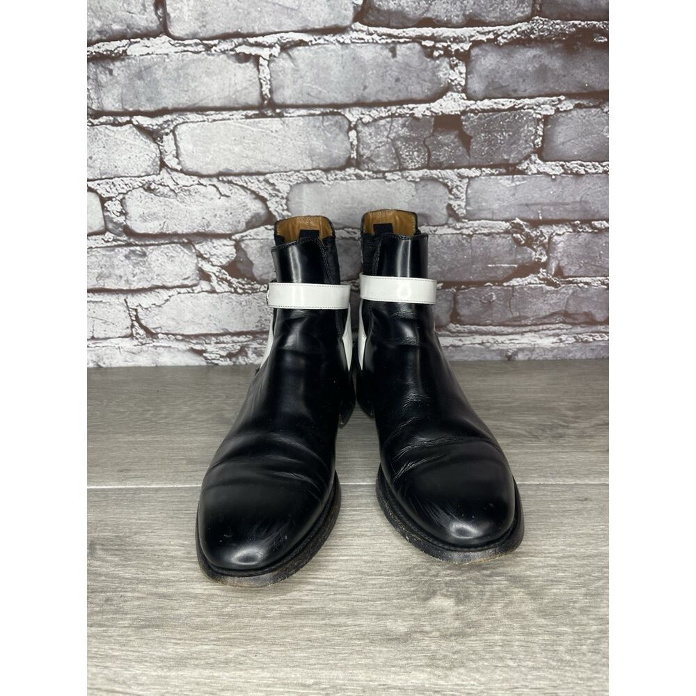 BALENCIAGA BLACK WHITE POLISH CALFSKIN CHELSEA BUCKLE ANKLE BOOTS Women 37EU/6.5 - Picture 16 of 16